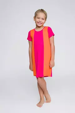 Camisola Infantil Manga Curta Rosa Divertida Viscolycra