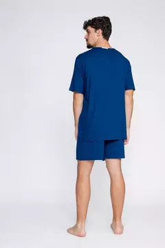 Pijama Masculino Curto Azul Clássico Viscolycra - comprar online