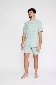 Pijama Masculino Curto Leve Verde Visco