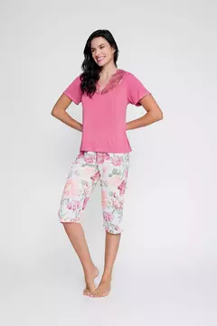 Pijama Pescador Feminino Estampa Exclusiva Floral Microfibra