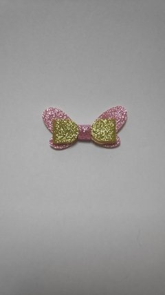 Lacinho rosa com dourado