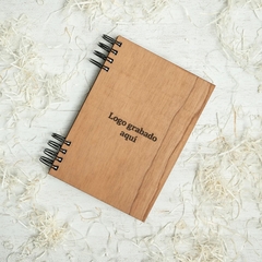 Cuaderno ecologico con tapa y Contratapa de Madera logo grabado en internet