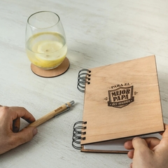 Cuaderno ecologico con tapa y Contratapa de Madera logo grabado - comprar online