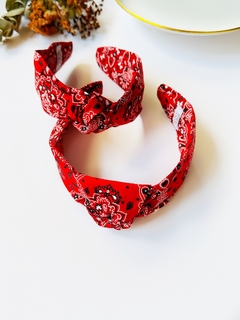 Tiara turbante com nó - Bandana vermelha