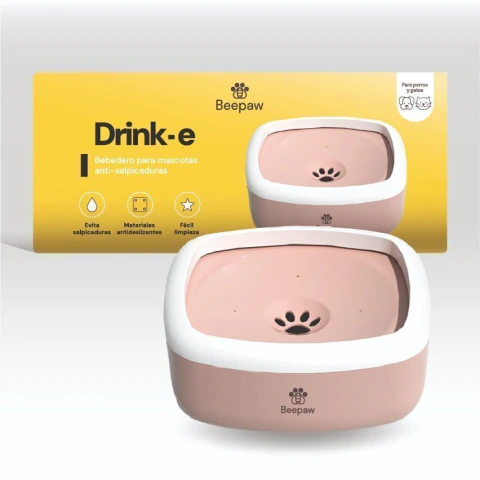 Beepaw bebedero lento anti derrame drink-e rosa (18x18x5cm)