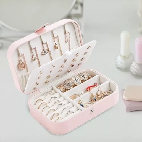 Estuche Alhajero Organizador De Joyas 2 Pisos Eco Cuero (S)