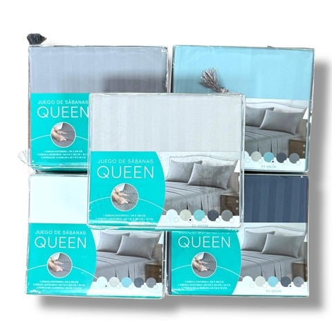 Juego De Sábanas Queen Size 4 Piezas 100% Poliéster (S)