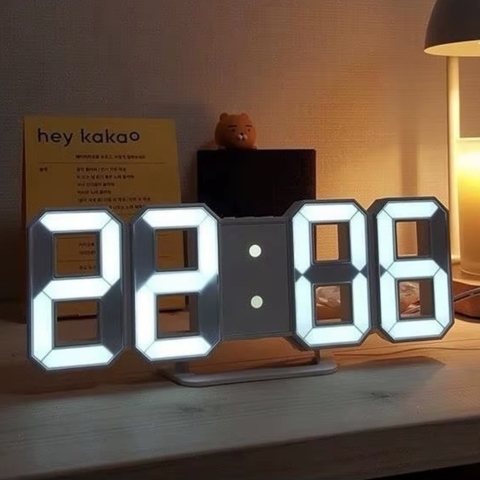 Reloj Despertador Digital LED 3D con Brillo Ajustable Pared o Escritorio (S)