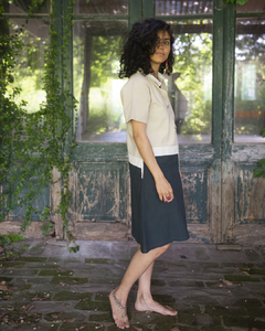 Vestido Pekin Negro Y Arena en internet