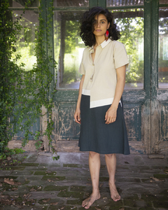 Vestido Pekin Negro Y Arena - comprar online