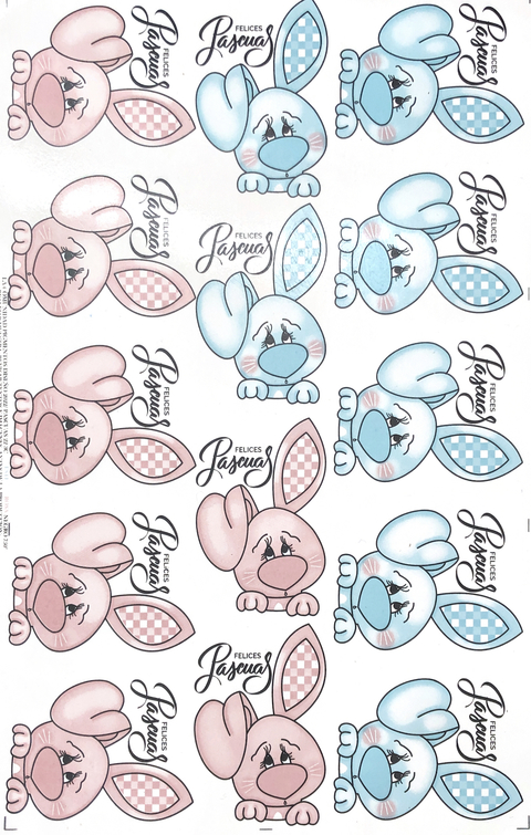 Conejitos cuadrille rosa celeste