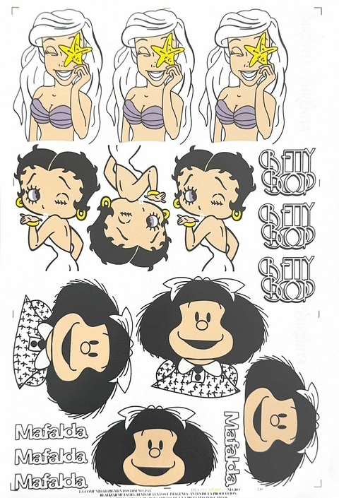 Sirenita/Betty boop/mafalda caras