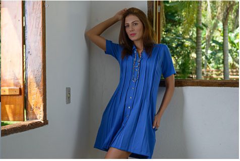 Vestido Chemisier Azul Turquesa Belle&Bei -  Roupa Feminina Sob medida - loja Online Belle&Bei