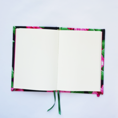 Cuaderno cosido liso | Floral rojo flúor de tela chita/Brasil - comprar online