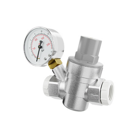 Válvula Redutora De Pressão 3/4 C/ Manômetro Blukit Metal