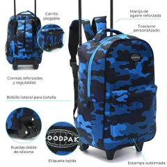 MOCHILA CON CARRO 18 " GOODPAK PRINT CAMUFLADO