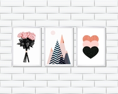 Quadros Corações, Flores e Abstrato Rosa e Preto na internet