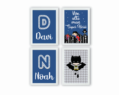 Quadros Super Heróis Baby Batman e Nomes Personalizados