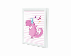 Quadro Infantil Dinossauro ouvindo música - comprar online
