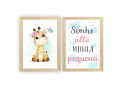 Quadros Infantis Girafa e Sonhe Alto minha Pequena - comprar online
