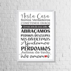 Quadro Nesta casa somos verdadeiros. Cometemos erros. na internet