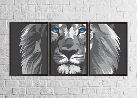 Quadro Leão em escala de cinza