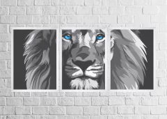 Quadros Mosaico Leão Em Preto e Branco - comprar online