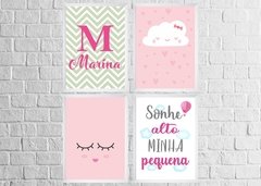 Quadros Infantis Nome personalizado, Chuva de Amor e Sonhe alto