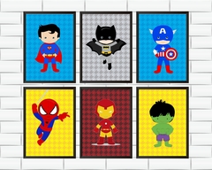 Quadros Infantis Super Heróis Baby fundo colorido na internet