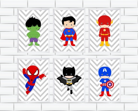 Quadros Infantis Super Heróis Baby