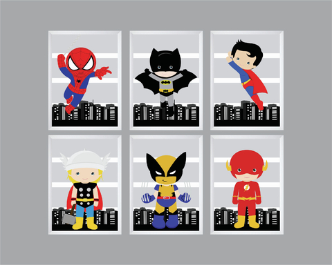 Quadros Infantis Super Heróis Baby com listras