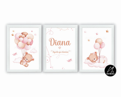 Quadros Infantis Ursinho com Nome Personalizado