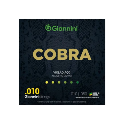 Encordoamento Giannini Violão Aço Cobra 010 - Cordas