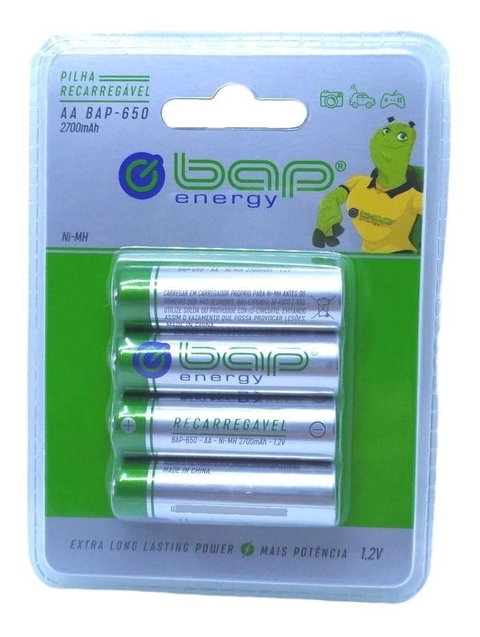 Pilha Recarregavel AA Bap Energy Com 4 Unidades Bap-650