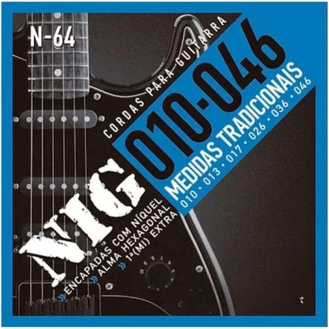 Encordoamento Nig Guitarra 010 N-64 Tradicional + Mi Extra