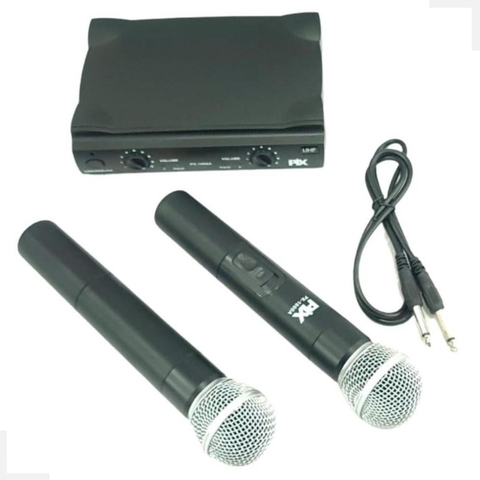 Microfone Duplo De Mão Sem Fio Com Receptor Pix UHF