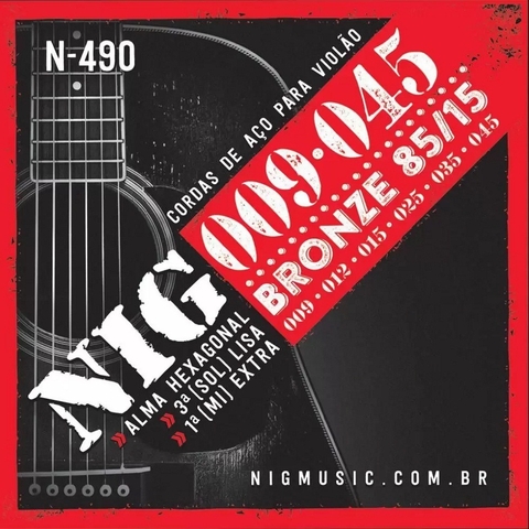 Encordoamento Violão Nig Aço 09 Bronze C/Bolinha N-490