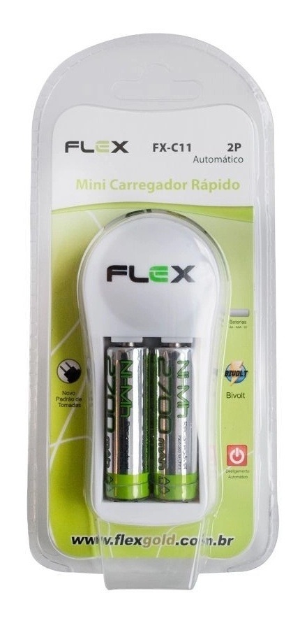 CARREGADOR PILHA C/2 PILHAS FLEX FX-C11 SB 333005N
