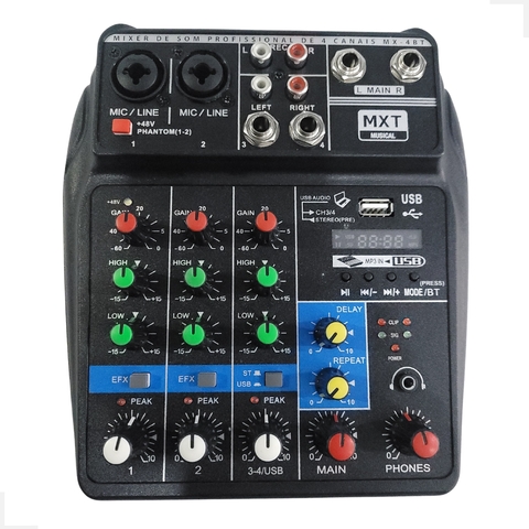 Mesa de Som 4 Canais com Bluetooth e Equalizador Mx-4bt Mxt