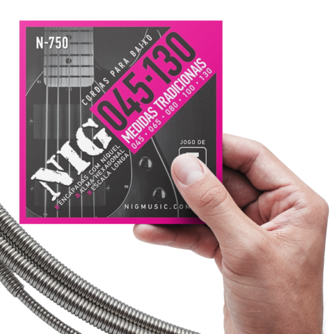 Encordoamento 5 cordas 045 Contra Baixo Baixolão Nig N-750