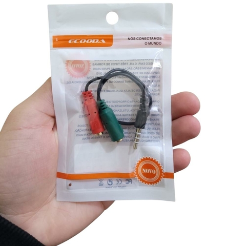 Cabo Adaptador P3(p2 Combo)p/ Fone E Microfone Headset Preto