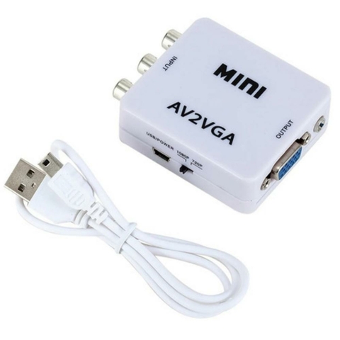 Adaptador Converte Entrada Rca Av Para Saída Vga Áudio Vídeo