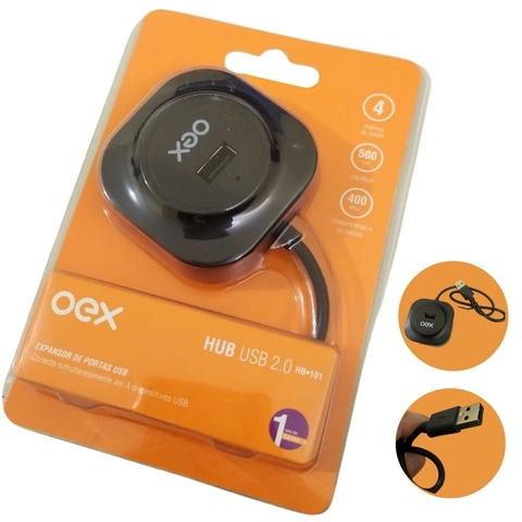 Hub Usb 4 Portas Usb Oex Usb 2.0 Hb101 Preto Unitário