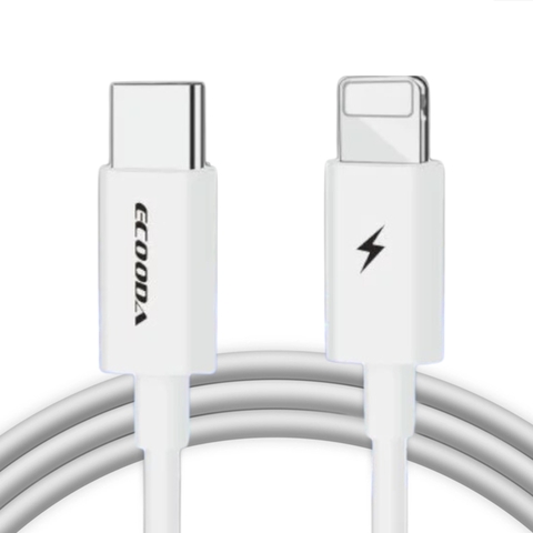 Cabo Tipo C Para Iphone iOS Turbo 1mt Ecooda Branco EC11152