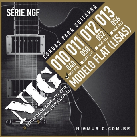 Encordoamento Para Guitarra 010/013 Flat (Lisas) NIG NGF-810