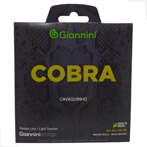 Encordoamento Cavaquinho Giannini Cobra Leve Bronze 010/026