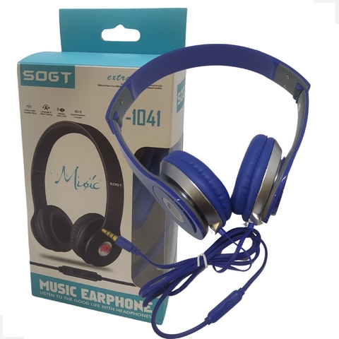 Fone De Ouvido Com Microfone SOGT ST-1041 Cor Azul