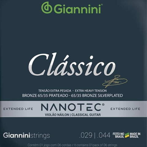 Encordoamento Violão Giannini Náilon Nanotec GENWXPA PN