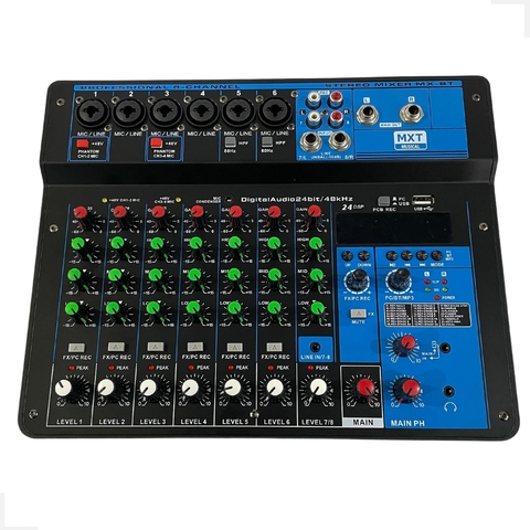 Mesa De Som 8 Canais Interface 24 Efeitos Bluetooth MXT 8t
