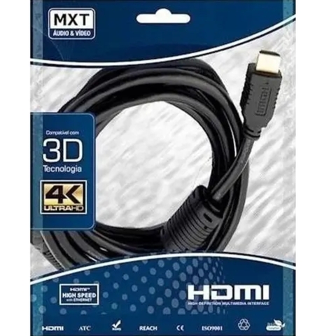 Cabo HDMI 10 metros 2.0 4K ULTRA HD 3D filtro pino dourado